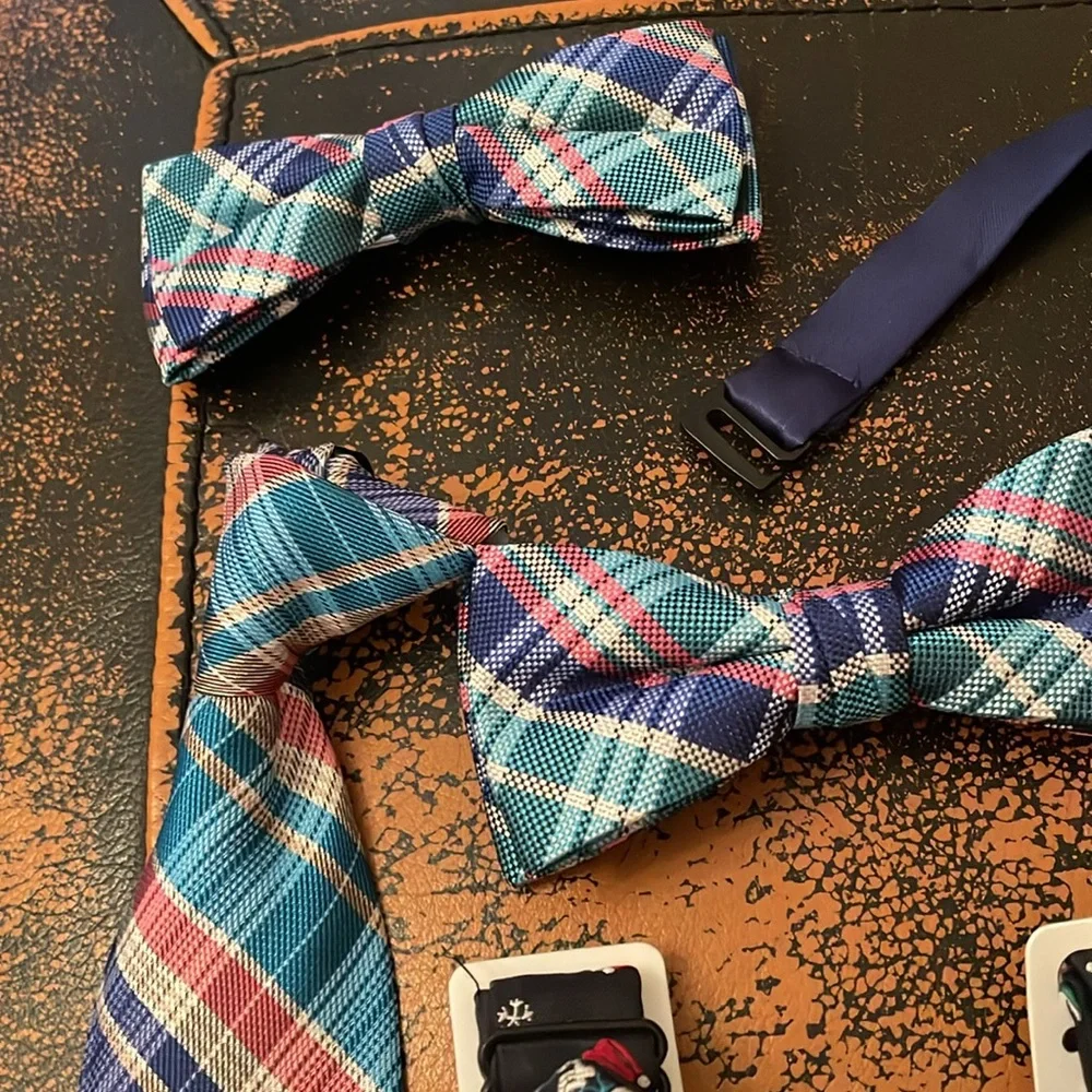 Kids Bow Tie and Necktie Set - Blue, Red, and Navy
